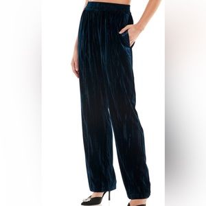 Dark teal crushed velvet trousers